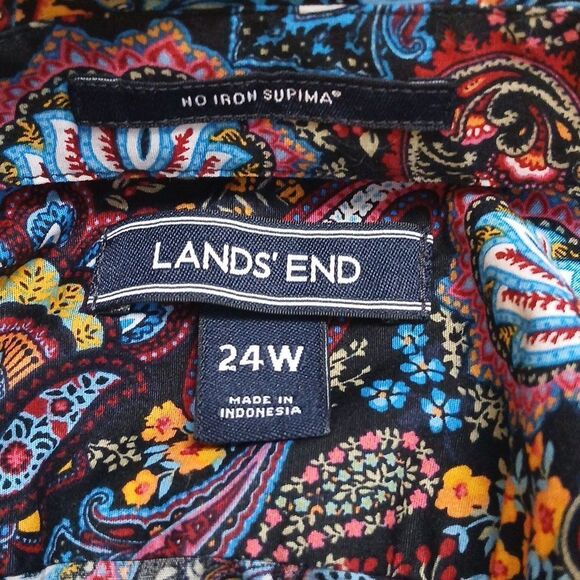 Lands' End No Iron  Supima paisley button-down long sleeve shirt Sz 24W NWOT - Picture 8 of 8